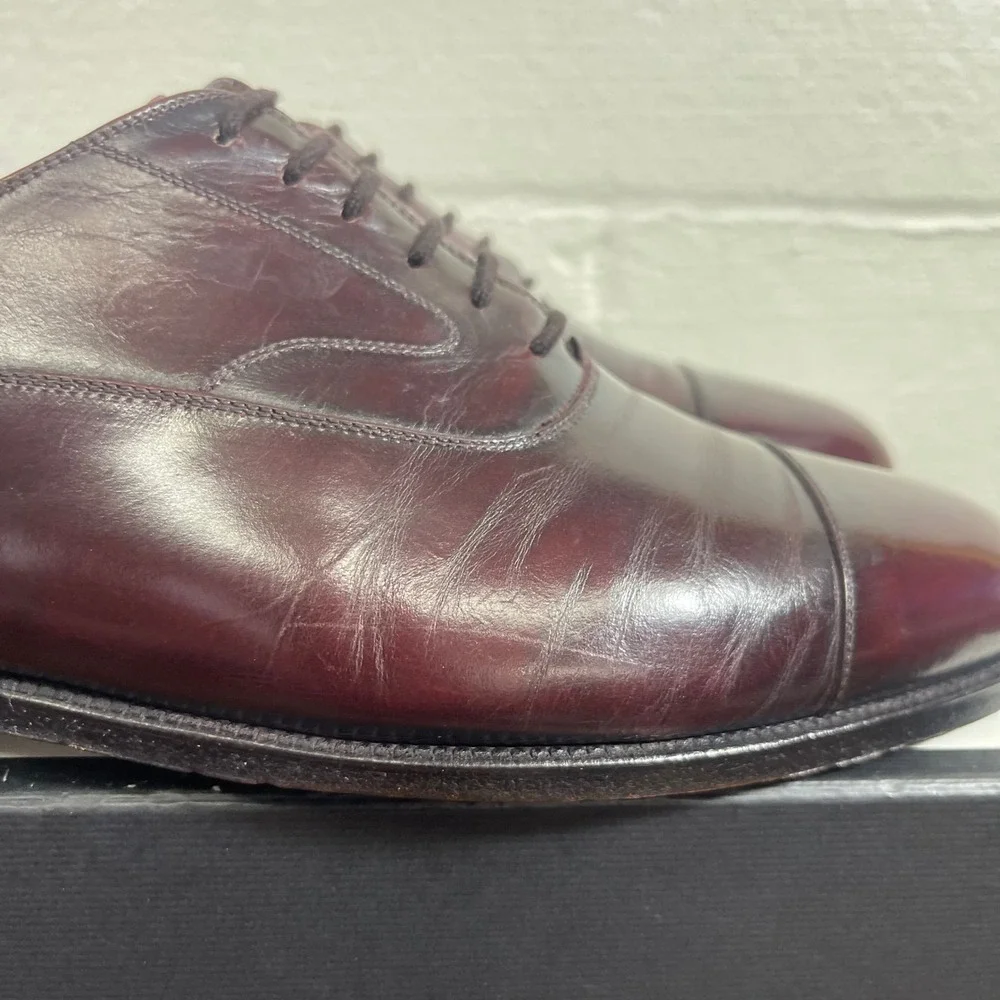 Salvatore Ferragamo Burgundy Leather Cap Toe Oxford Dress Shoes Men's 9.5 D
